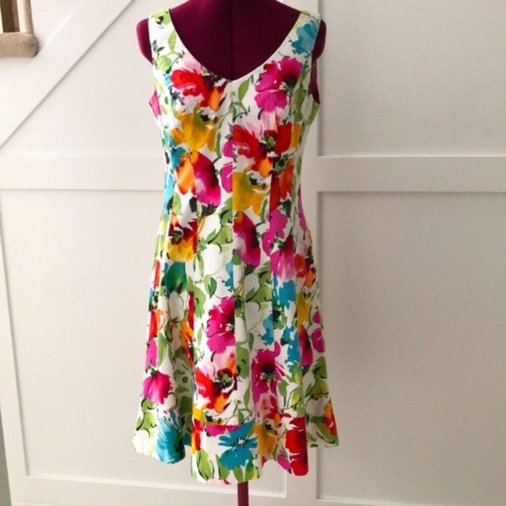 Ralph Lauren Floral Pattern Dress Sleeveless Size 8
